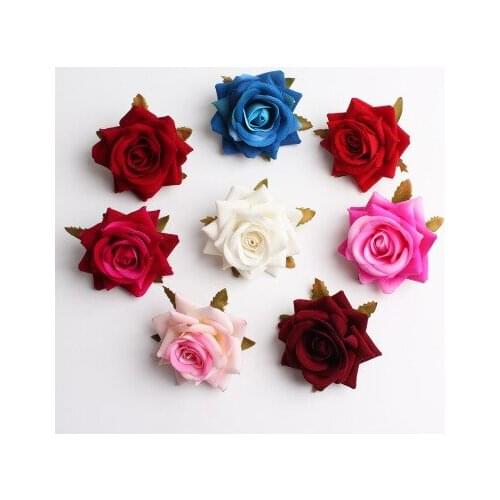 9color 5cm 5/8pcs Silk Artificial Flower Rose Wedding Party Home Decor DIY Wreath Scrapbook Gift Box Craft Fake Flower