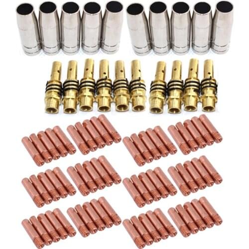 Promotion! 80PCS CO2 Mig Welding Torch Air-Cooled 15AK Contact Type Soldering Tip Gas Nozzle Welding Machine Accessories 0.8