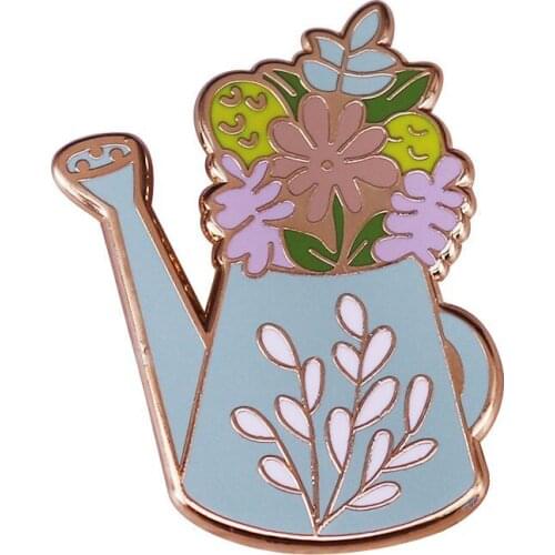 Flower spilt kettle brooch pin beautiful flower badge gardening enthusiast accessories