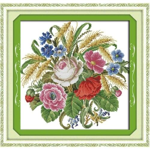 A Bouquet Of Roses Counted Print On Canvas DMC 14CT 11CT Cross Stitch Kits,embroidery Needlework Set,hand Made Crafts Home Decor