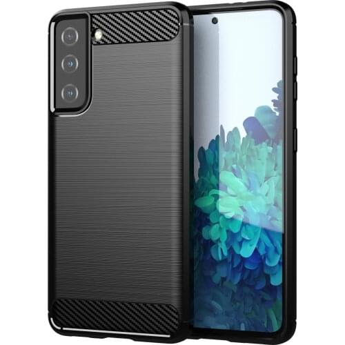 For Samsung Galaxy S 21 20 10 9 8 Plus Ultra Lite FE Brushed Texture Phone Case Shockproof Cover Carbon Fiber Luxury Case