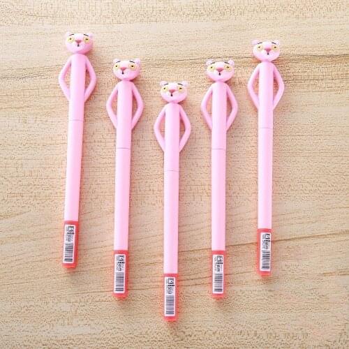 Ellen Brook 1 Piece Kawaii Cute Silicon Cartoon Sweet Pink Panther School Office Supply Stationery 0.5 mm Gel Pen Creative Gift