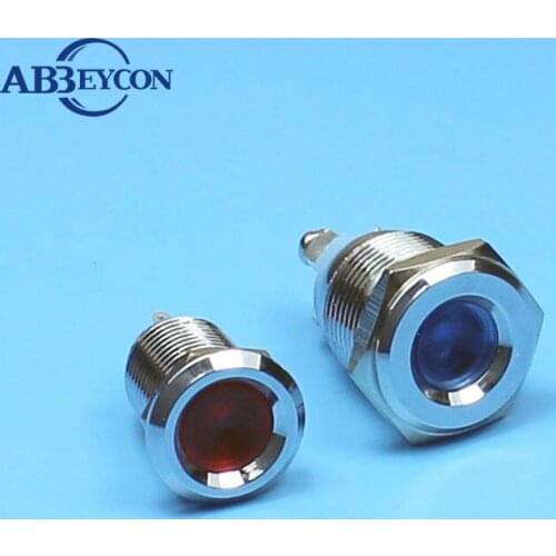 IN66 12mm red led illuminated 12v waterproof indicator lamp