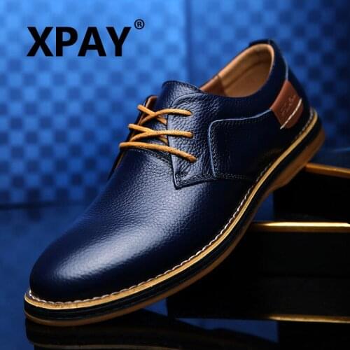 Oxford Genuine Leather Dress Shoes Men Classic Lace-Up Winter Spring Office Walking Footwear Big Size 48 Flats Male