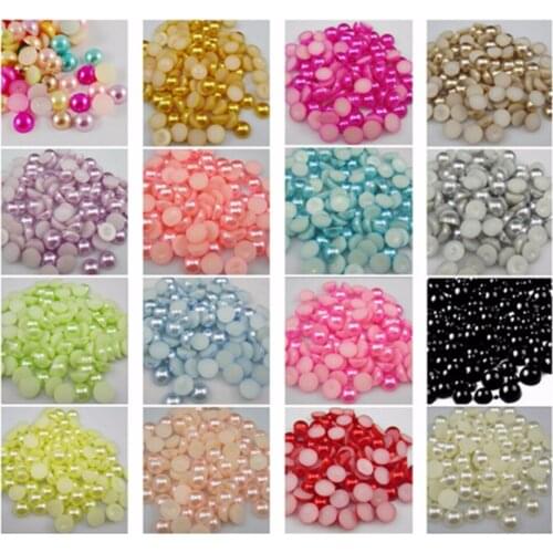 Pick 3,4,5,6,8,10,12mm Multi 22 Colors Resin ABS Round Flatback Imitation Pearls Beads Crafts For Diy Nail Art Phone Decoration
