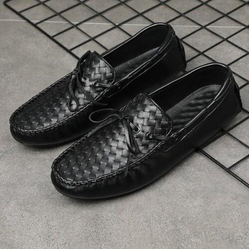Men Loafers Genuine Leather Shoes Italian Mens Shoes Casual Luxury Brand Light Breathable Slip on Shoes Lazy Driving Shoes