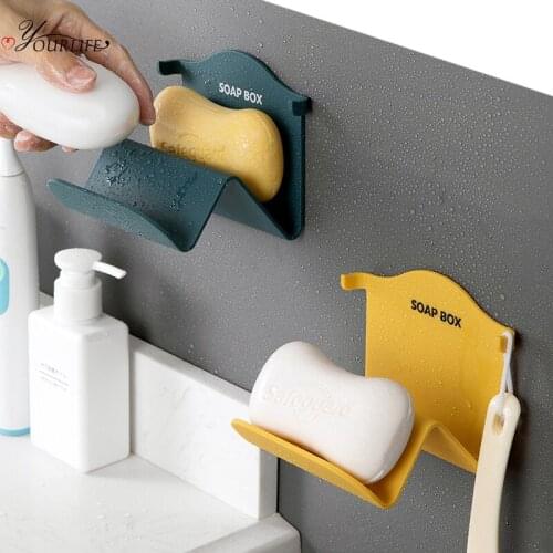 OYOURLIFE Bathroom Multi-function Soap Holder Creative W Style Wall Mounted Drain Soap Tray Soap Box Bathroom Accessories