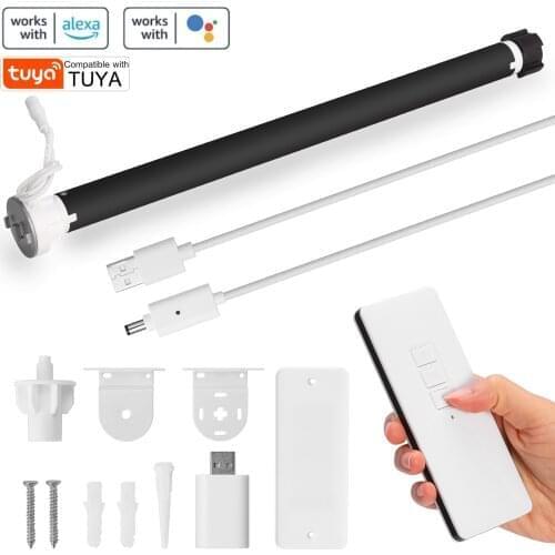 Tuya WiFi M2805EGB Tubular Intelligent Rechargable Curtain Motor for 38mm Tube Home Household Electric Curtain Motor APP Control