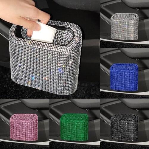 Car Trash Rubbish Dustbin Can Garbage Holder Dust Box Bling Storage Case Car Trash Bin Auto Car Interior Cleaning Supplies