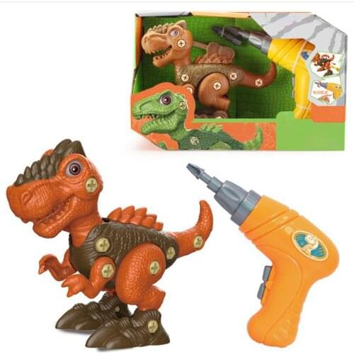 Kids Drill Toy Kit DIY 3D Dinosaur Splicing Puzzle Toy Assembled Blocks Game Electric Screwdriver Animal Educational Toys
