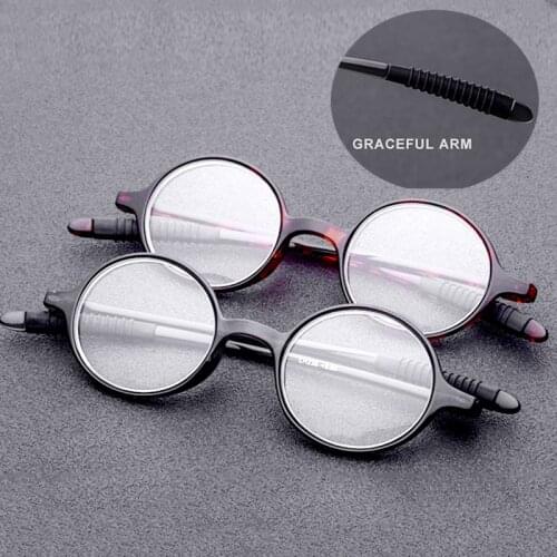 Men Women Round Frame Reading Glasses Fashionable Retro Lightweight TR90 Readers Presbyopic Glasses black/leopard