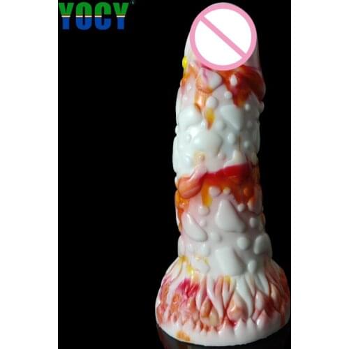 YOCY Huge Fantasy Dildo Colorful Realistic Penis Silicone Anal Butt Plug No Testic Sex Toy For Men With Sucker Sodomy Orgasm