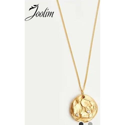 Joolim Jewelry PVD Gold Finish Special-shaped Gaia Folding Pendant Necklace Stylish Stainless Steel Necklace