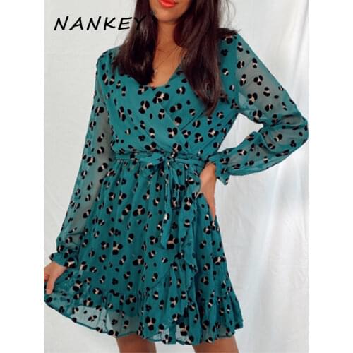 NANKEY Summer Dresses For Women Casual V Neck Sashes 2021 Elegent Dress Chiffon A LIne Women Dress Vintage Party Clothing Ladies