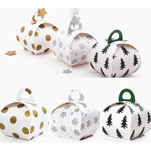 Polka dot Stripes Christmas Candy Box Paper Candy Box Gift Bag Chocolate Packaging Kids Birthday Party Wedding Decorations Favor