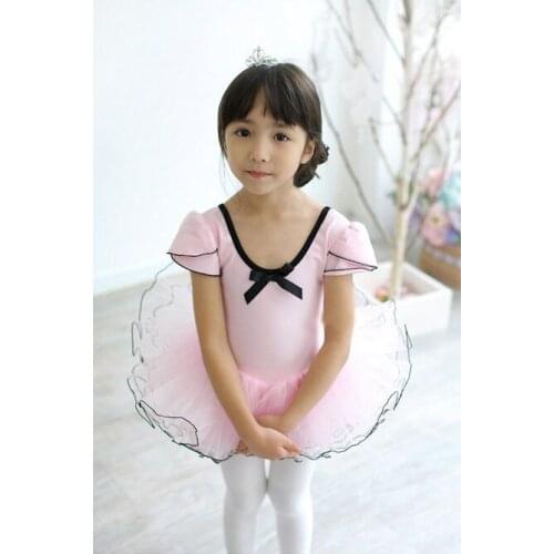 South Korean style pink short sleeves 3y - 8years Girls TUTU ballet skirt