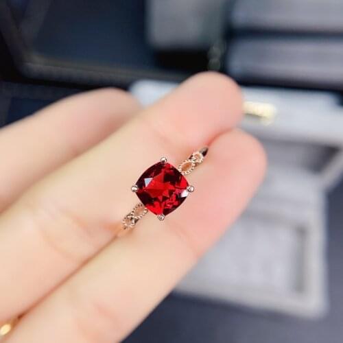 SHILOVEM 925 silver natural red garnet rings open trendy party wholesale Fine women Birthday gift new 7mm jcj0707853ags