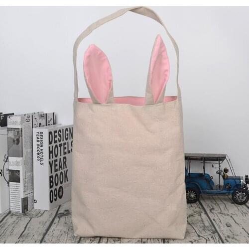 Cute Burlap Easter Basket with Bunny Ears 5 Colors Bunny Ears Basket Easter Gift Bag Put Easter Eggs LX7021