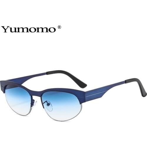 New Semi-Rimless Cat Eye Sunglasses Women Men Ocean color Brand Designer Retro Eyewear Oculos De Sol Gafas UV400