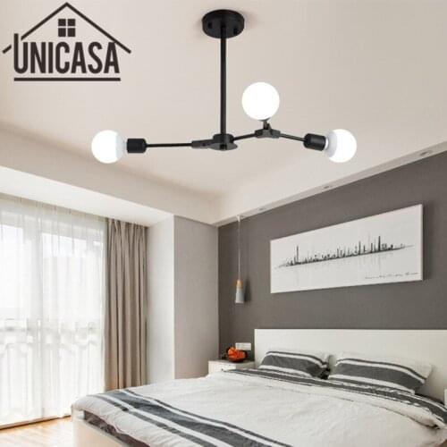 Modern Industrial Bar Ceiling Lamp Multiple Rod Wrought Iron Lighting E27 LED Living Room Vintage Pendant Lights Art decorate