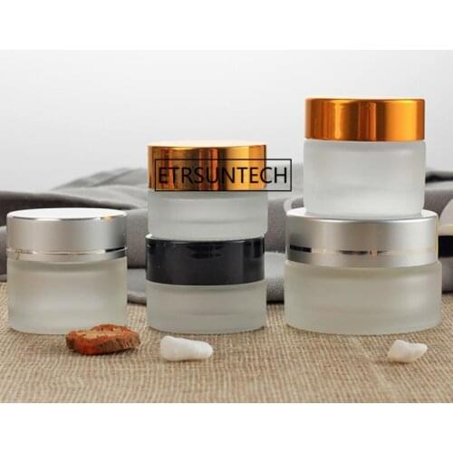 50g 30g 20g 15g 10g 5g Frost Glass Cream Jar with silver gold black lids 1oz Glass Container 1/3oz Cosmetic Packaging F1817