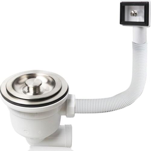 Talea Deluxe 304 Stainless Steel deodorizing Kitchen Sink strainer Drain filter with overflow basin waste stopper XK327C001