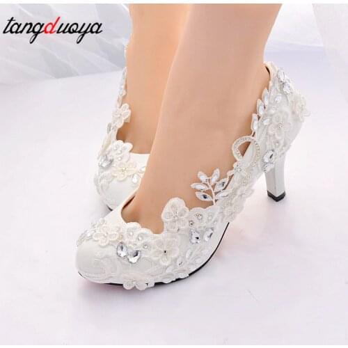 Wedding shoes bride women shoes white high heel pumps ladies shoes talon femme crystal high heels ladies shoes bridal shoes