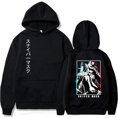 Unisex Loose Tops Anime Tenkuu Shinpan High-Rise Invasion Print Casual Pullover Sniper Mask Hoodies Men Women