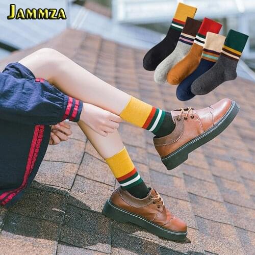 Japan Harajuku Red Green Stripe Women Socks for Autumn Patchwork Solid Fashion College Style Girls Socks Vintage Casual Sokken