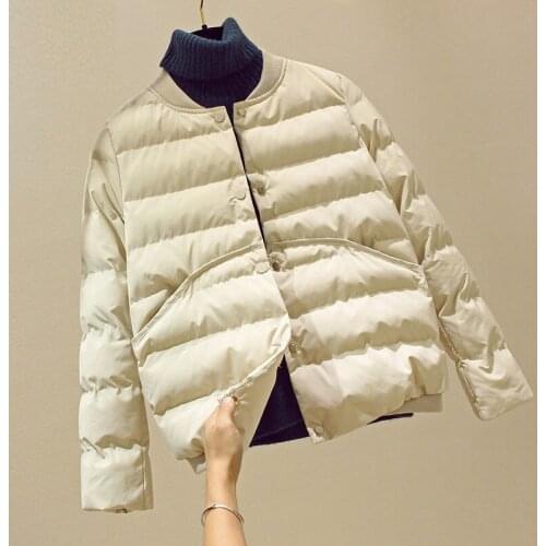 Fashion Coat Solid color Large size Short Jacket Autumn And Winter Female Parkas 2021 Casual Warm Long Sleeve Cotton Coats