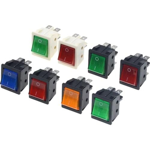 1PCS KCD4 Rocker Switch ON-OFF 2 Position 4 Pins 6 Pins Electrical equipment With Light Switch 30A 250VAC For Electric oven