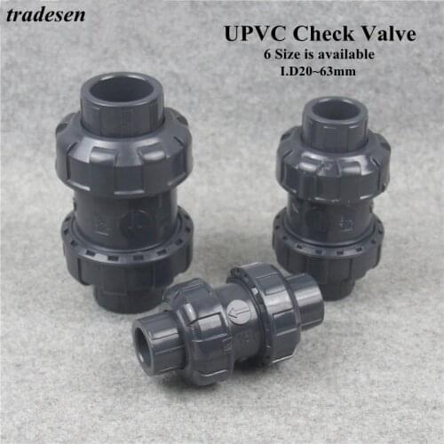 1pcs I.D20mm/25mm/32mm/40mm/50mm PVC One Way Non Return Check Valve UPVC Pipe Fitting For Garden Irrigation Aquarium Fish Tank