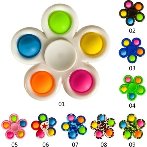 2 In 1 Fidget Hand Sensory Spinner Early Educational Sensory Fidget Toy Stress Relief Finger Toys for Kids Teen and Adult