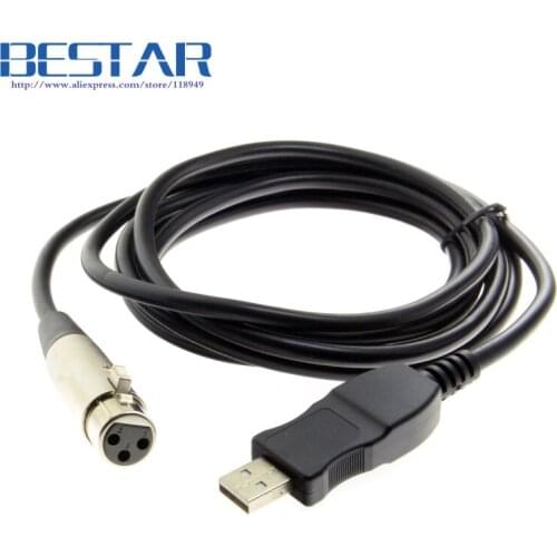 3 meters USB 2.0 to 3PIN XLR Female Mic Microphone Studio Audio Cable 3m for nstruments Recording Karaoke Singing