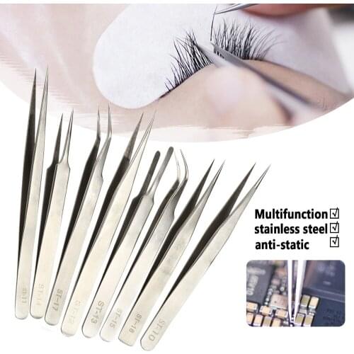 8pcs Eyelash Tools ST Series Stainless Steel Tweezers Eyelash Extensions Jeweler Style Tweezers Kit 8 Pieces