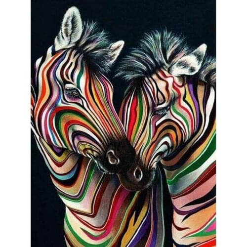 Full Square Round Drill 5D DIY Diamond Painting Colorful Zebra Animals Embroidery Cross Stitch Mosaic Handmade Decoration Gift
