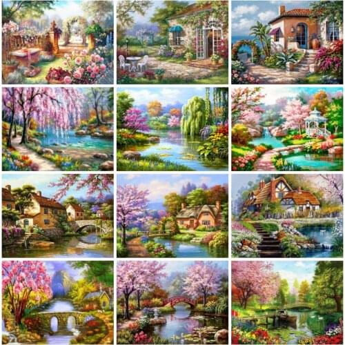 DIY 5D Diamond Painting Full Drill Square/Round Scenery Diamond Embroidery Sale Cross Stitch Spring Landscape Wall Decor