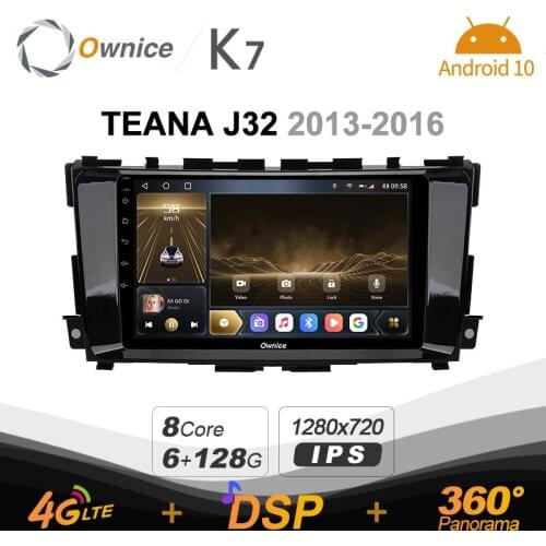 720P DSP IPS K7 Android 10.0 Car Radio Stereo for Nissan Teana J32 2013 - 2016 Bluetooth 5.0 4G LTE 360 2din Auto Audio 6G+128G