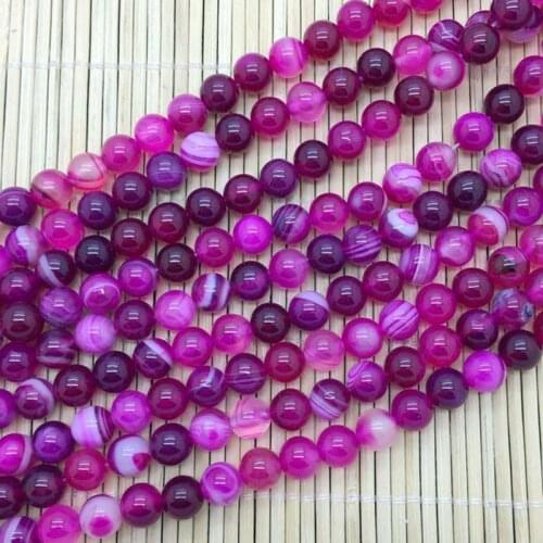 Beadztalk New Bead Natural Color Line Agates Stone Beads Round 6 mm 8 mm 10 mm 12 mm DIY Jewelry Making Supplies Hot Sale