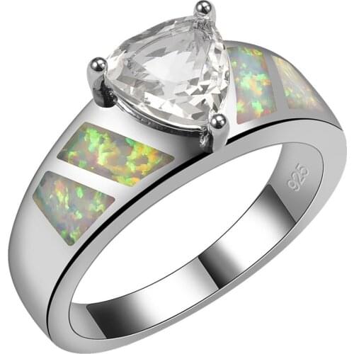 White Crystal Zircon With White Fire Opal 925 Sterling Silver Ring Beautiful Jewelry Size 6 7 8 9 10 R1482