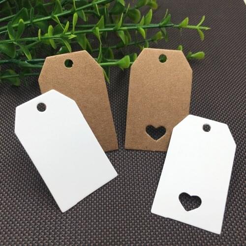 50pcs 5*3cm T and Square shape Wedding Party Kraft Paper Hang Tags Favor Punch Packing Label Price Tag Accept Customize Logo