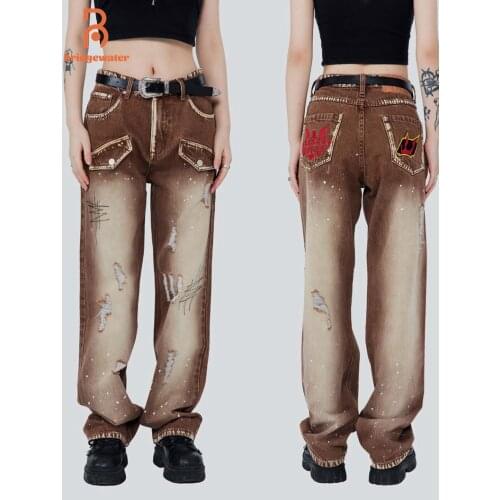 Autumn jeans mens straight loose boys trend all-match full pants mens casual trousers youth fashion brand