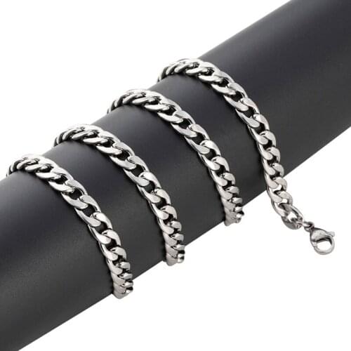 Length 60cm Wide 5mm 6mm 7mm Thick Elliptical Polishing Large Size Cuban Chain Stainless Steel Nk Chain Body Chain For Sale