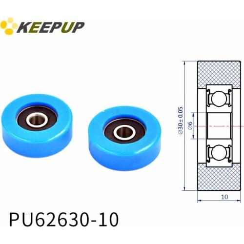 Diameter 30mm, PU polyurethane bearing ,Rubber coated soft pulley/Roller ,width 10mm