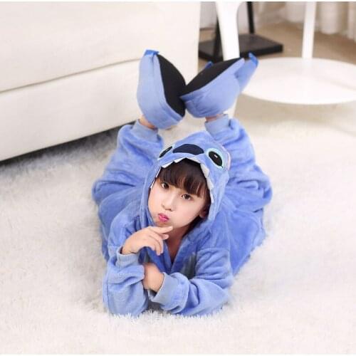 Children Kids Animal Costume Cosplay Stitch Halloween Anime Hooded Onesie Costumes Jumpsuit for Boy Girl Pajama