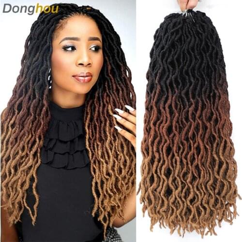 Ombre Crochet Hair New Faux Locs Crochet Hair Bob Braids Synthetic Hair 18 Inch 100Gram/Pcs Handmade 24 Strands For Black Women