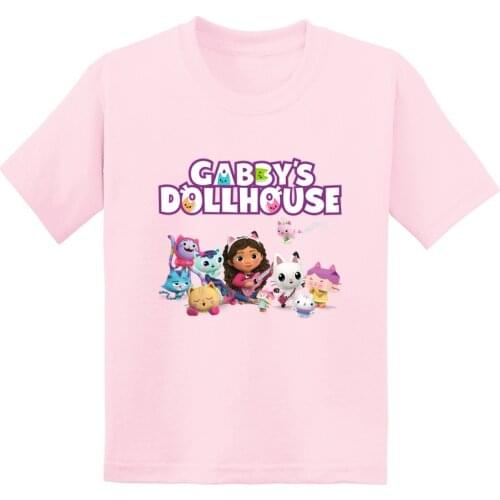 Cute Gabbys Doll House Cartoon Funny Girls T Shirt Kids Clothes Baby Boys Summer Tees Cotton Short Sleeve Children T-Shirts