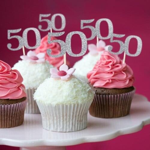 Custom any text 50th Birthday Personalize Cupcake toppers, 60th Birthday Glitter 40th Birthday Party Decorations cake topper