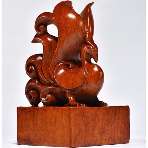 Chinese Traditional Wooden Chop Natural Solid Wood Name Stamps Cutomize Phoenix Jade Seals For Kid Student Teacher Painter