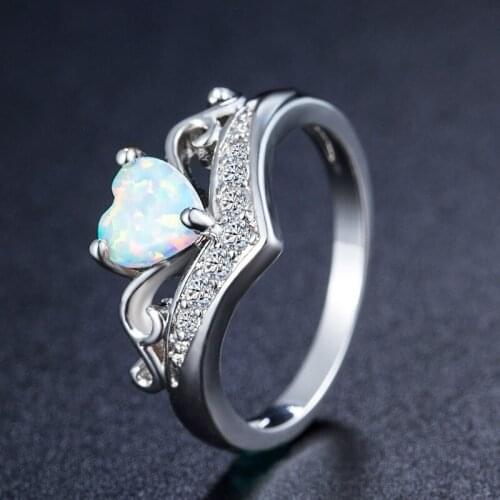 ERLUER Fashion Simple Engagement Silver color Rings For Women Finger Mixed Opals Color Crystal Birthday Trendy Love Gift Ring